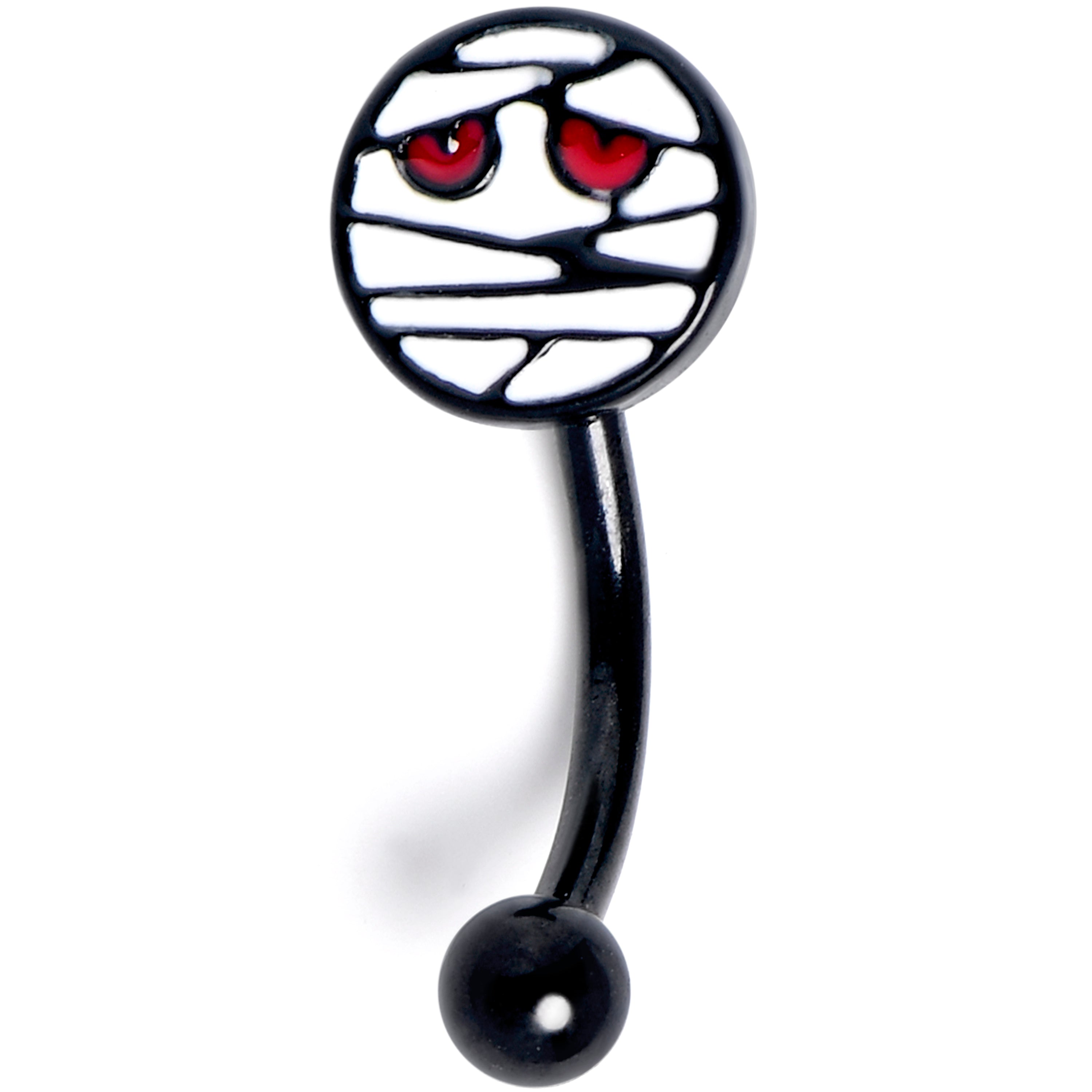 BodyCandy 16G 5/16 Black Halloween Mummy Curved Eyebrow Ring — main product shot