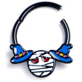 BodyCandy 16G 3/8 Black Witch Hat Mummy Halloween Hinged Segment Ring — main product shot