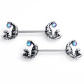 BodyCandy 14G 9/16 Mushrooms on the Moon Blue Barbell Nipple Ring Set — main product shot