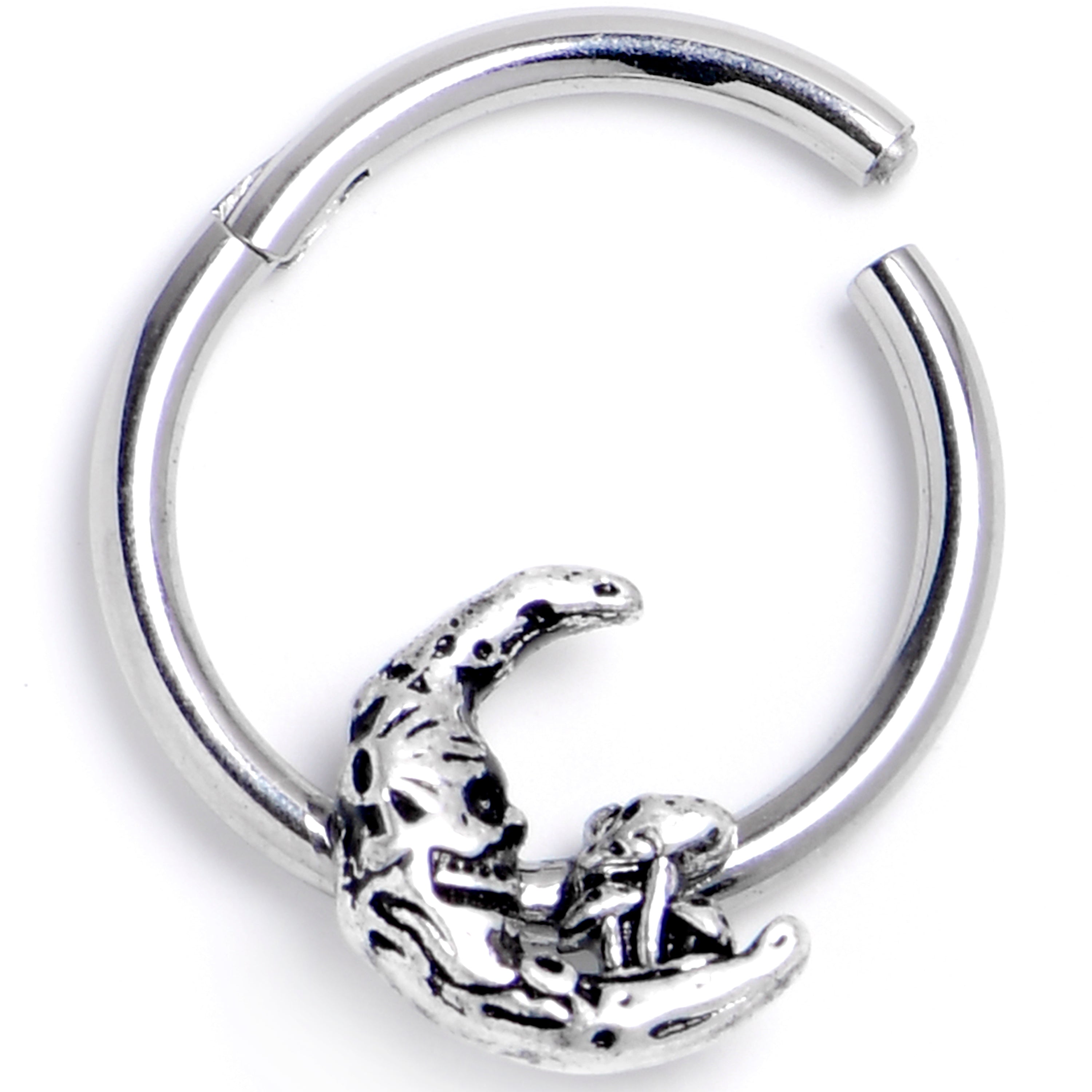 BodyCandy 16G 3/8 Mushrooms on the Moon Hinged Segment Ring — main product shot