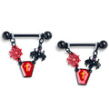 BodyCandy 14G 9/16 Black Halloween Screams Dangle Nipple Ring Set — main product shot