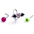 BodyCandy 20G Bat Eyeball Halloween Nose Hoop Bone Set of3 — main product shot