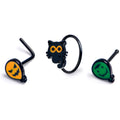 BodyCandy 20G Black Cat Monster Halloween Nose Hoop Bone Set of3 — main product shot