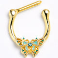 BodyCandy 16G 5/16 Blue Gem Gold Tone Rococo Butterfly Cartilage Clicker — main product shot