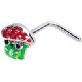 BodyCandy 20G 7mm Happy Mushroom Green Red L Shape Nose Ring — main product shot