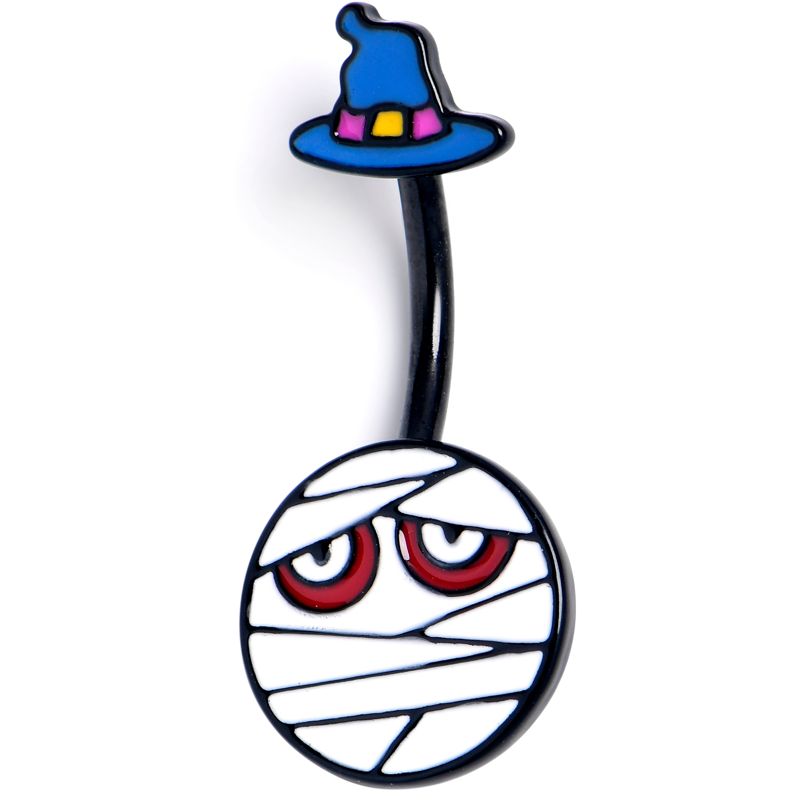 BodyCandy Black Witch Hat Mummy Halloween Double Mount Belly Ring — main product shot