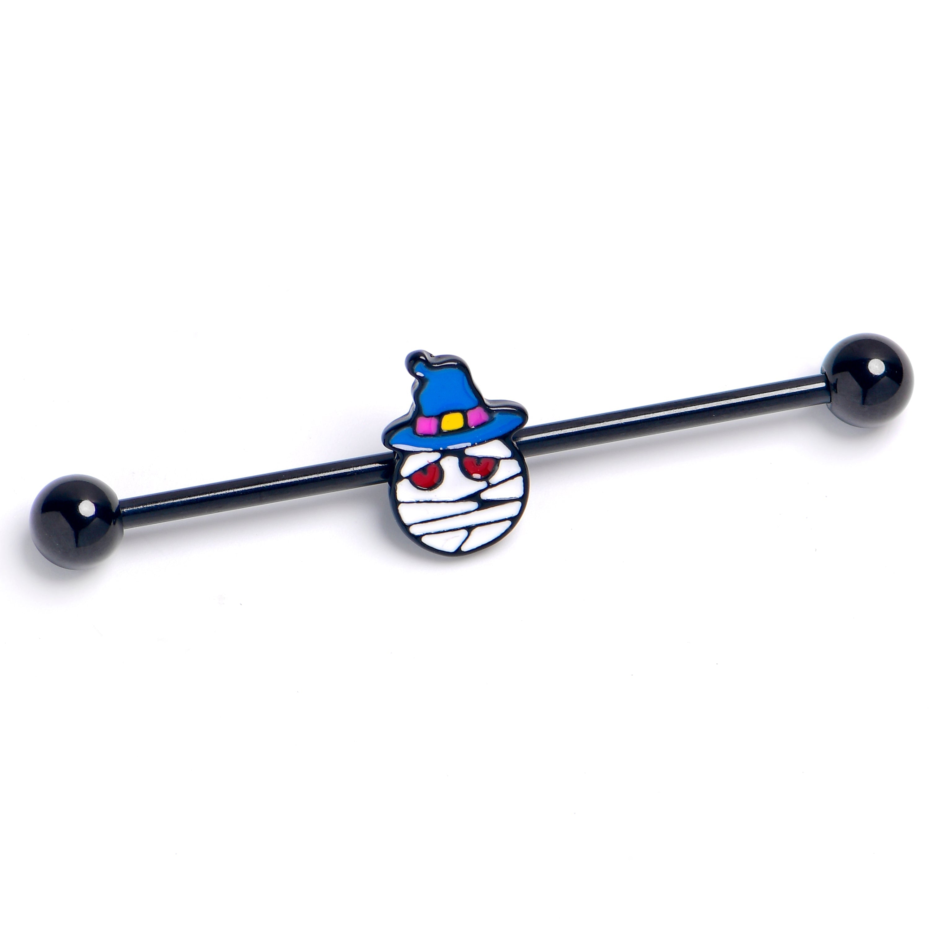 BodyCandy 14G Black Witch Hat Mummy Halloween Industrial Barbell 38mm — main product shot