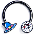 BodyCandy 16G 3/8 Black Witch Hat Mummy Halloween Horseshoe Circular Barbell — main product shot