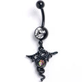 BodyCandy Clear Orange Gem Black Majestic Dragon Dangle Belly Ring — main product shot