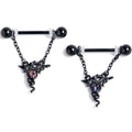 BodyCandy 14G 9/16 Orange Gem Black Majestic Dragon Dangle Nipple Ring Set — main product shot