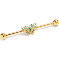 BodyCandy 14G Blue Gem Gold Tone Rococo Butterfly Industrial Barbell 38mm — main product shot