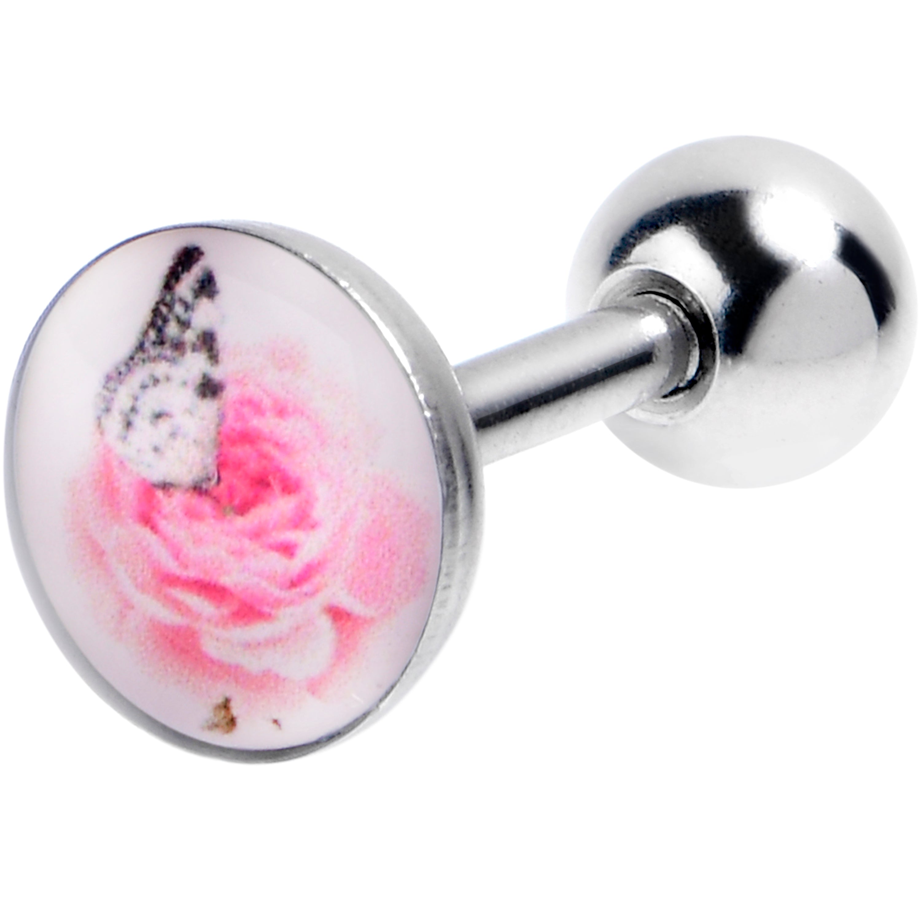 BodyCandy 16G 1/4 Butterfly Pink Rose Cartilage Tragus Earring — main product shot