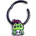 BodyCandy 16G 3/8 Black Witch Frog Skull Halloween Hinged Segment Ring — main product shot