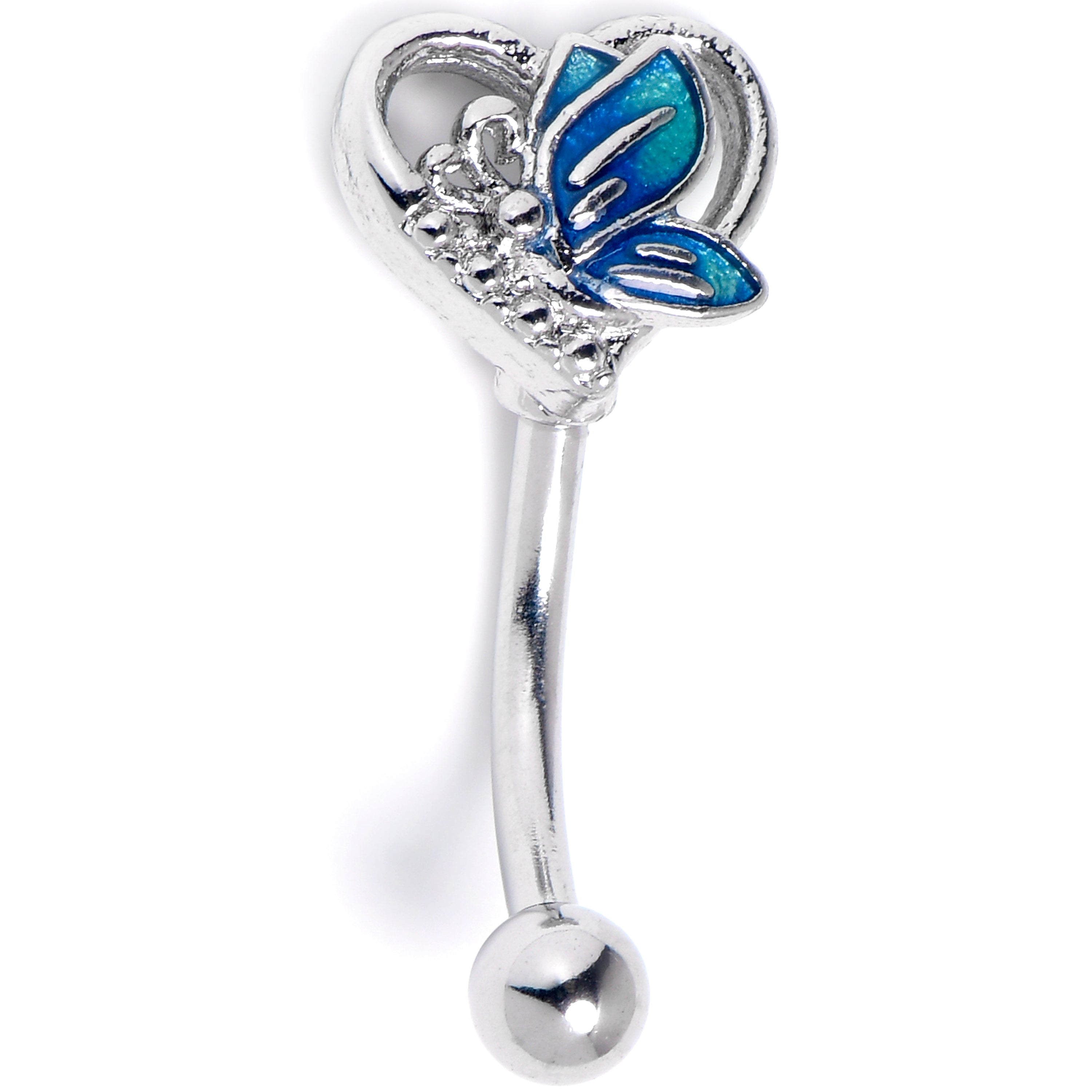 BodyCandy 16G 5/16 Clear Gem Butterfly Love Heart Blue Curved Eyebrow Ring — main product shot