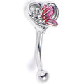 BodyCandy 16G 5/16 Clear Gem Butterfly Love Heart Curved Eyebrow Ring — main product shot