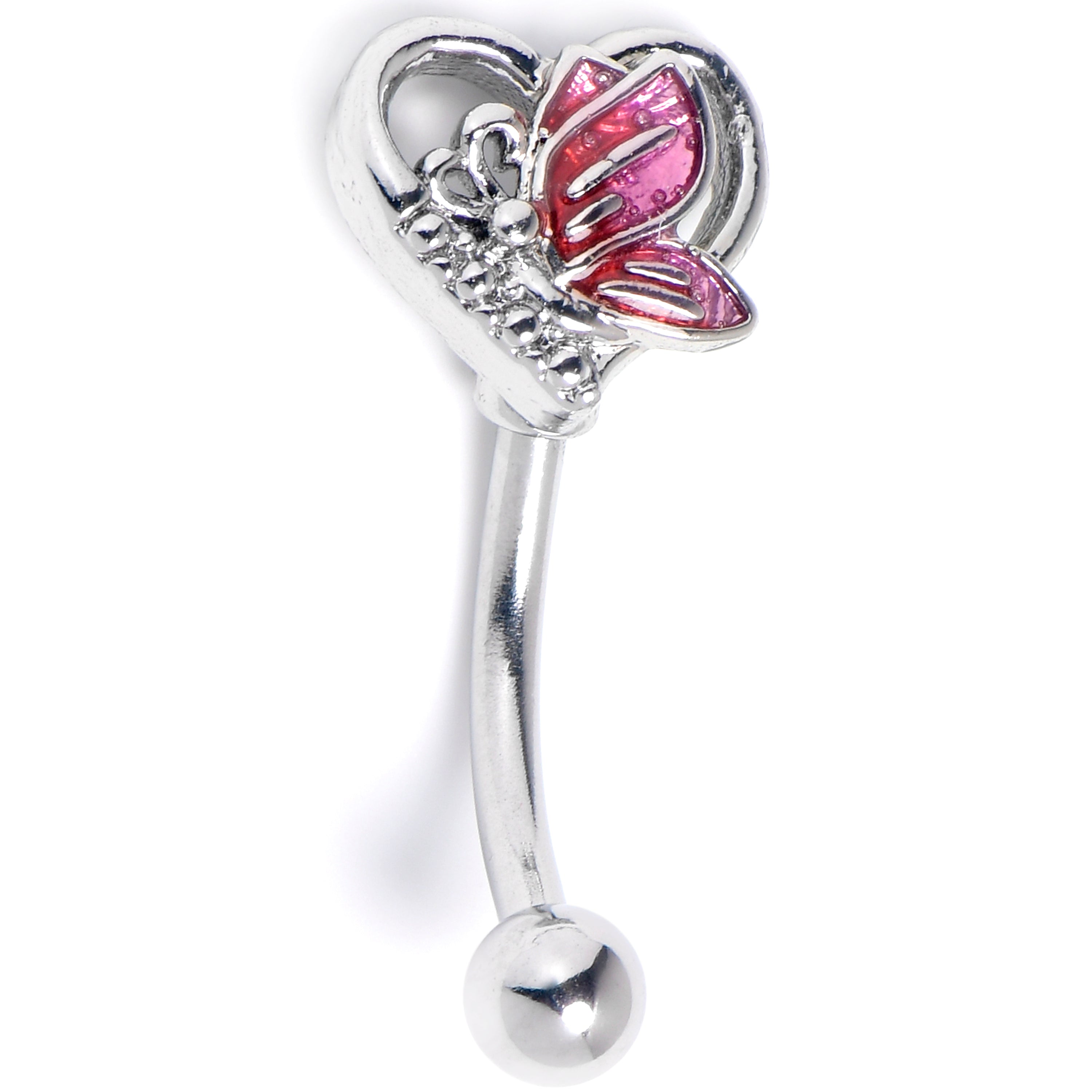 BodyCandy 16G 5/16 Clear Gem Butterfly Love Heart Curved Eyebrow Ring — main product shot