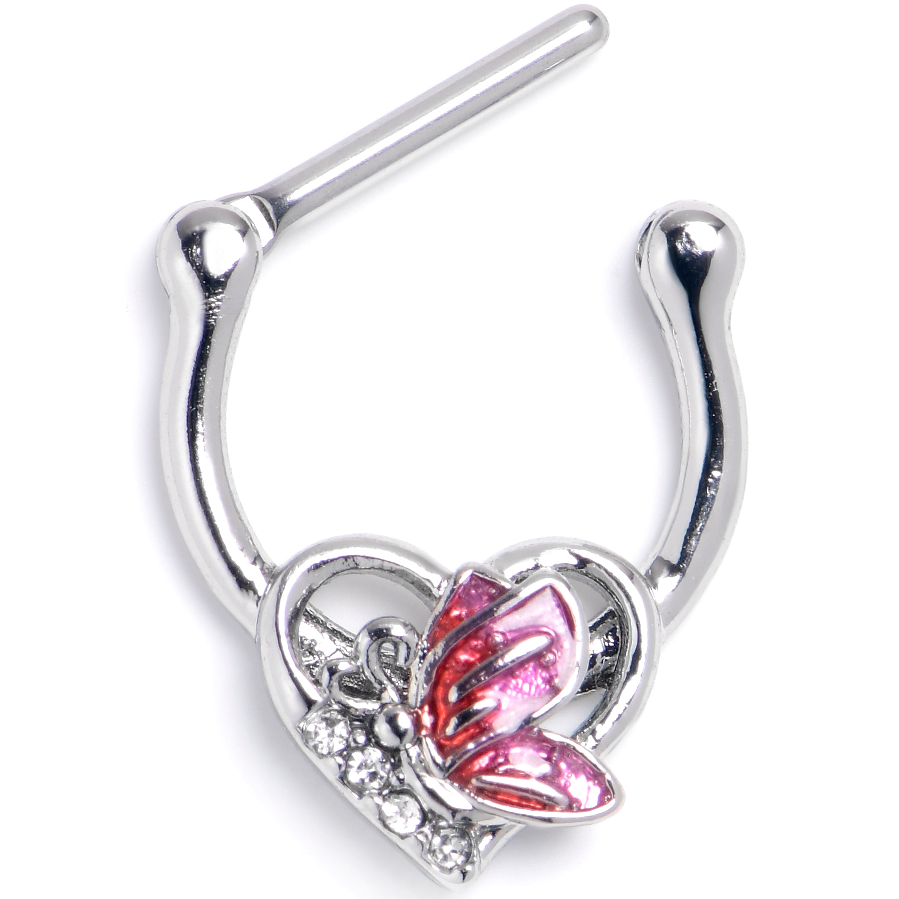 BodyCandy 16G 5/16 Clear Gem Butterfly Love Heart Cartilage Clicker — main product shot