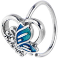 BodyCandy 20G 5/16 Butterfly Love Heart Blue Nose Hoop — main product shot