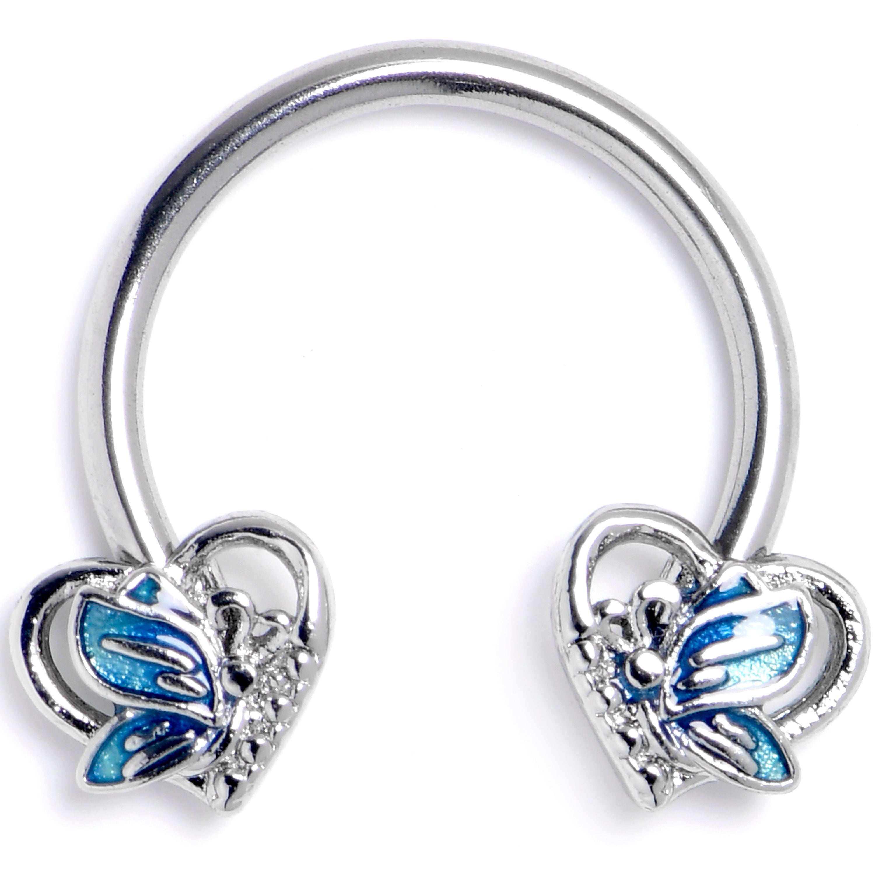 BodyCandy 16G 3/8 Butterfly Love Heart Blue Horseshoe Circular Barbell — main product shot