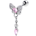 BodyCandy 16G 1/4 Pink CZ Gem Butterfly Delight Cartilage Tragus Earring — main product shot