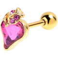 BodyCandy 16G Pink Gem Gold Tone Strawberry Love Heart Cartilage Earring — main product shot