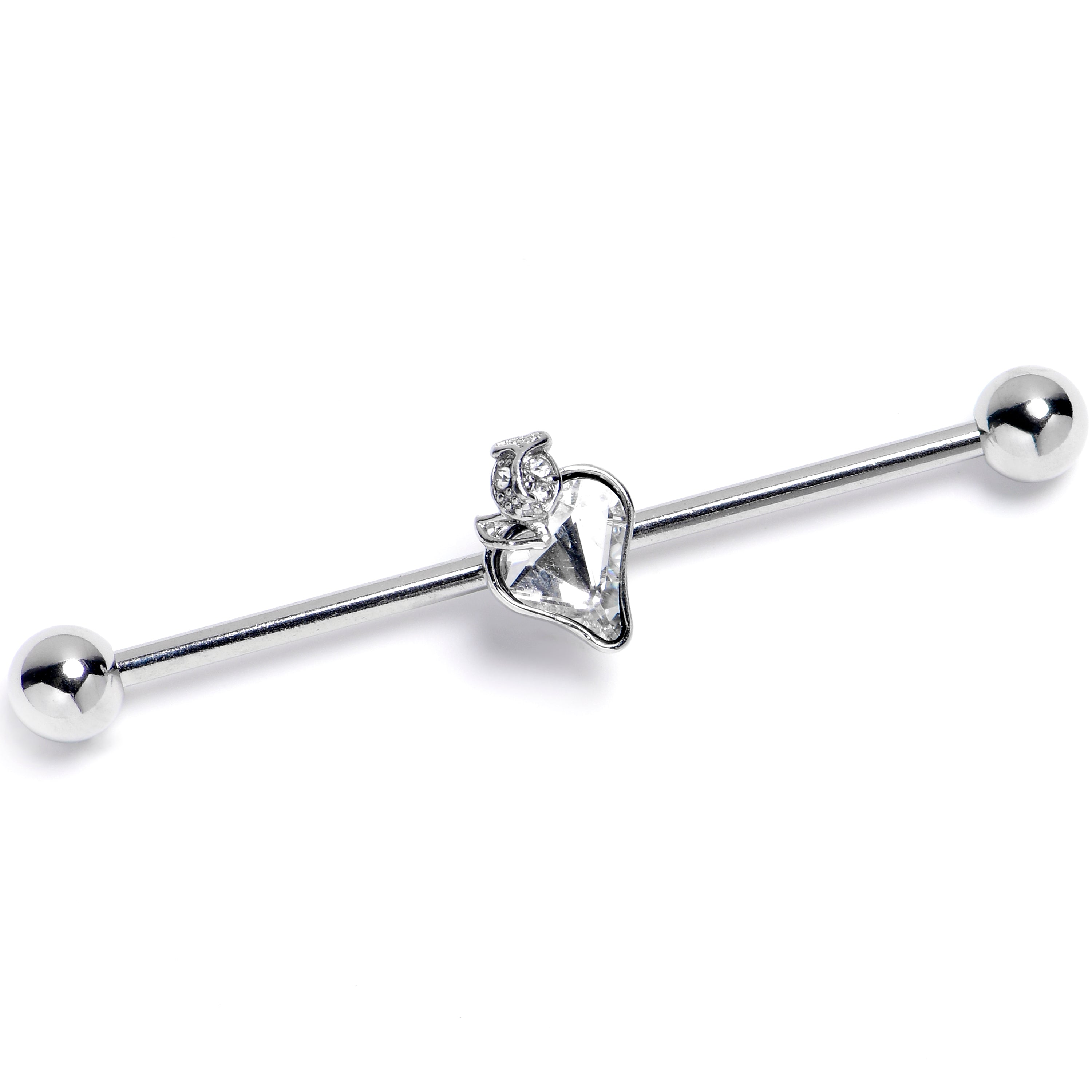 BodyCandy 14G Clear Gem Strawberry Love Heart Industrial Barbell 38mm — main product shot