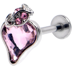 16G 5/16 Pink Gem Strawberry Love Heart Labret Monroe Tragus