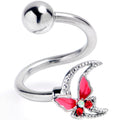 BodyCandy Aurora Gem Butterfly Beauty Pink Spiral Twister Belly Ring — main product shot