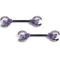 BodyCandy 14G 9/16 Purple Gem Black Butterfly Heart Moon Nipple Ring Set — main product shot