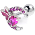 BodyCandy 16G 1/4 Pink Gem Butterfly Heart Moon Cartilage Tragus Earring — main product shot