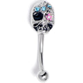 BodyCandy 16G 5/16 Blue Gem Stylish Skull Curved Eyebrow Ring — main product shot