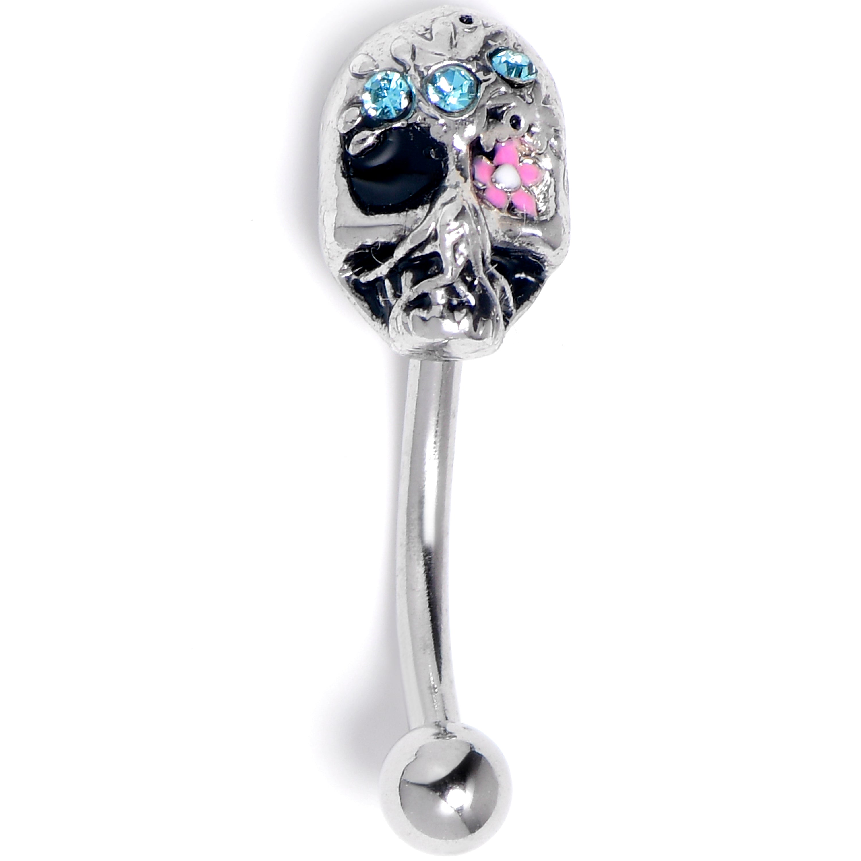 BodyCandy 16G 5/16 Blue Gem Stylish Skull Curved Eyebrow Ring — main product shot