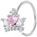 BodyCandy 20G 5/16 Clear Pink Gem Heart Crown Nose Hoop — main product shot