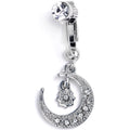 BodyCandy Clear CZ Gem Moon and Star Dangle Clip on Fake Belly Ring — main product shot