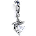 BodyCandy Clear CZ Gem Dolphin Glam Dangle Clip on Fake Belly Ring — main product shot