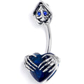 BodyCandy Blue Gem Grim Reaper Heart Double Mount Belly Ring — main product shot