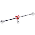 BodyCandy 14G Red Clear Gem Saturn Heart Dangle Industrial Barbell 38mm — main product shot