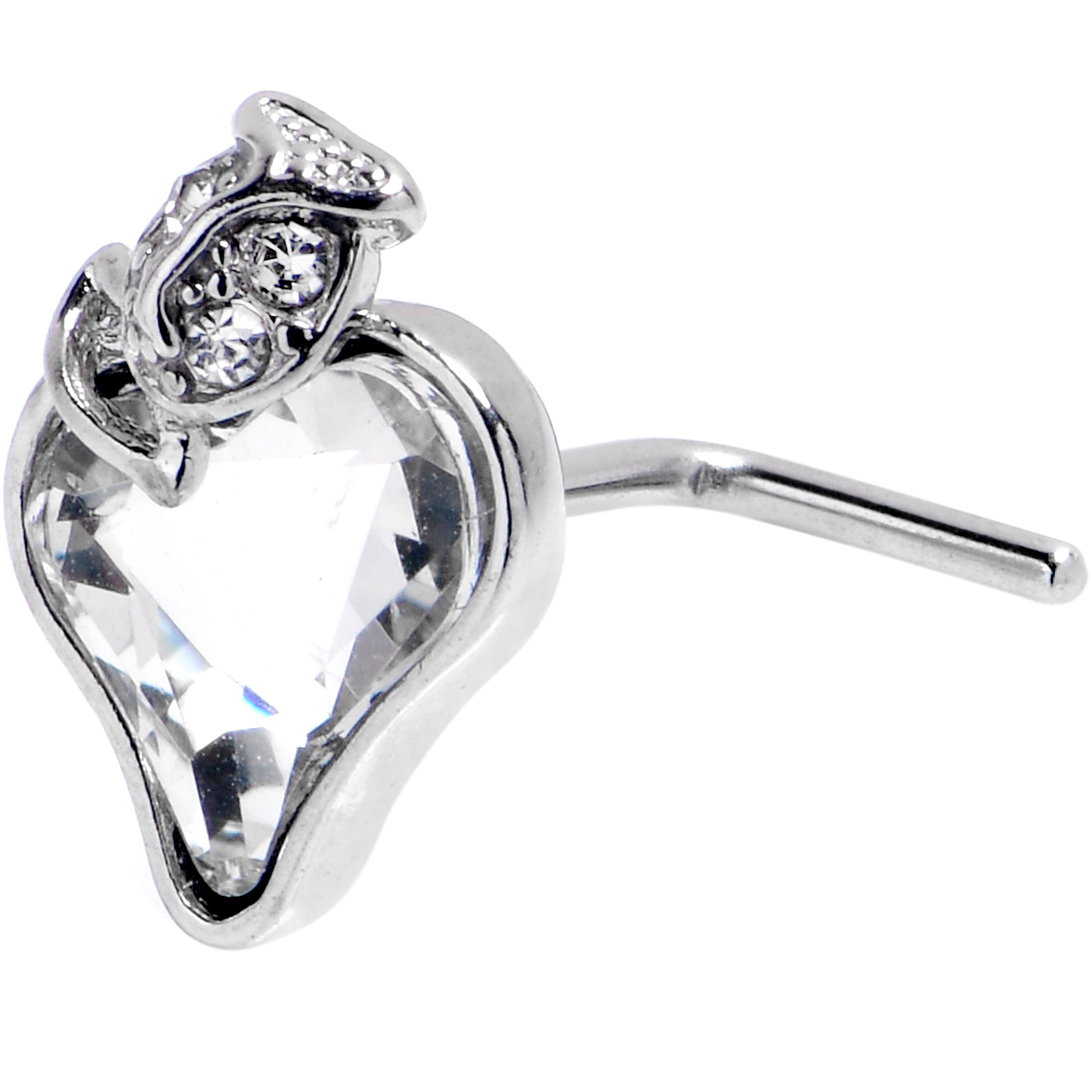 BodyCandy 20G 7mm Clear Gem Strawberry Love L Shape Nose Ring — main product shot