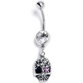 BodyCandy Clear Gem Stylish Skull Dangle Belly Ring — main product shot