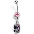 BodyCandy Pink Gem Stylish Skull Dangle Belly Ring — main product shot