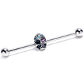 BodyCandy 14G Blue CZ Gem Stylish Skull Industrial Barbell 38mm — main product shot