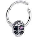 BodyCandy 16G 3/8 Clear Gem Stylish Skull Hinged Segment Ring — main product shot