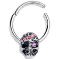 BodyCandy 16G 3/8 Pink Gem Stylish Skull Hinged Segment Ring — main product shot