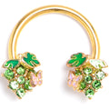BodyCandy 16G 3/8 Green Gem Gold Tone Butterfly Grapes Horseshoe Circular Barbell — main product shot
