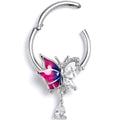 BodyCandy 16G 3/8 Clear CZ Gem Dazzling Butterfly Purple Hinged Segment Ring — main product shot