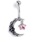 BodyCandy Pink Gem Ornate Moon Star Belly Ring — main product shot