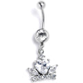 BodyCandy Clear Gem Heart Crown Dangle Belly Ring — main product shot