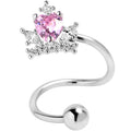 BodyCandy 16G 3/8 Pink Clear Gem Crown Heart Spiral Twister Cartilage Ring — main product shot