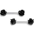 BodyCandy 14G 1/2 Open Bloom Rose Black Barbell Nipple Ring Set — main product shot