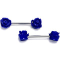 BodyCandy 14G 1/2 Open Bloom Rose Purple Barbell Nipple Ring Set — main product shot